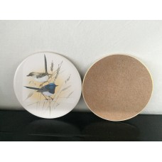 Ceramic Round  Blue Wren Pot Stand / Trivet